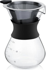 Caffettiera manuale - 400 ml - filtro caffè - caraffa vetrata - filtro caffè permanente - acciaio.