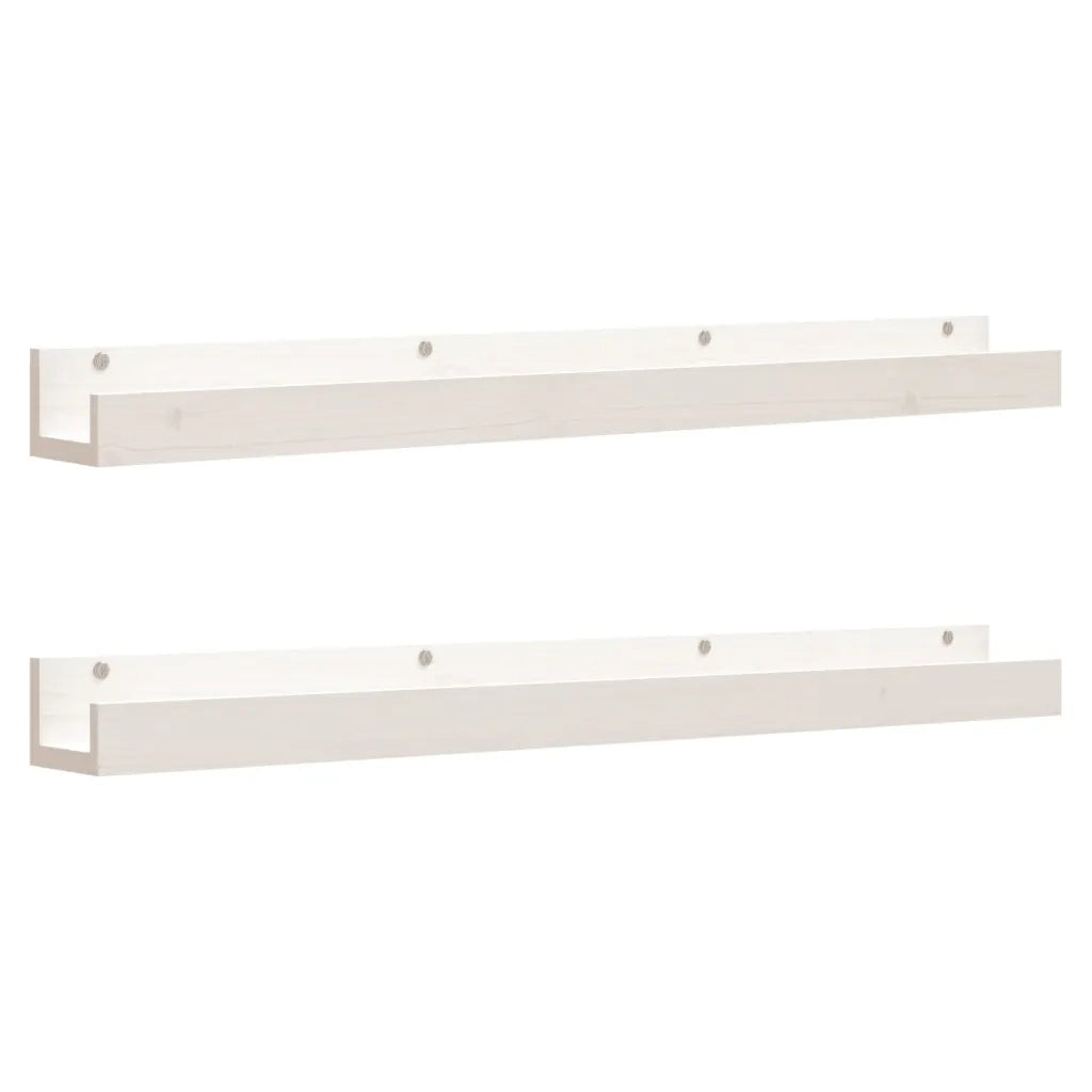 Mensole da Parete 2 pz Bianco 110x12x9cm Legno Massello di Pino cod mxl 32786