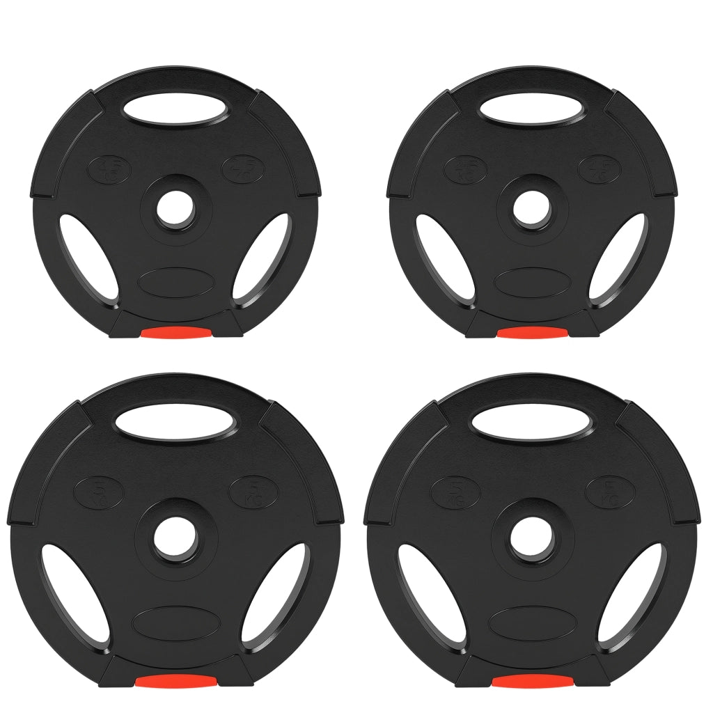 Dischi Pesi 2x5kg 2x2.5kg ¨C zephmum ¨C Nero con 3 Maniglie Foro ?25mm