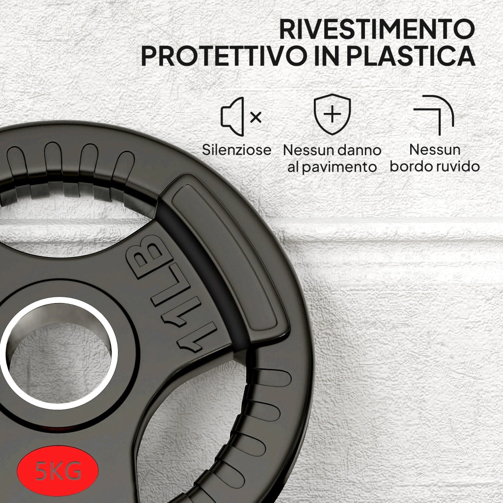 Set Dischi Pesi 2x5 kg ¨C zephmum ¨C Foro 5 cm, Impugnature 3, Acciaio Plastica Nero