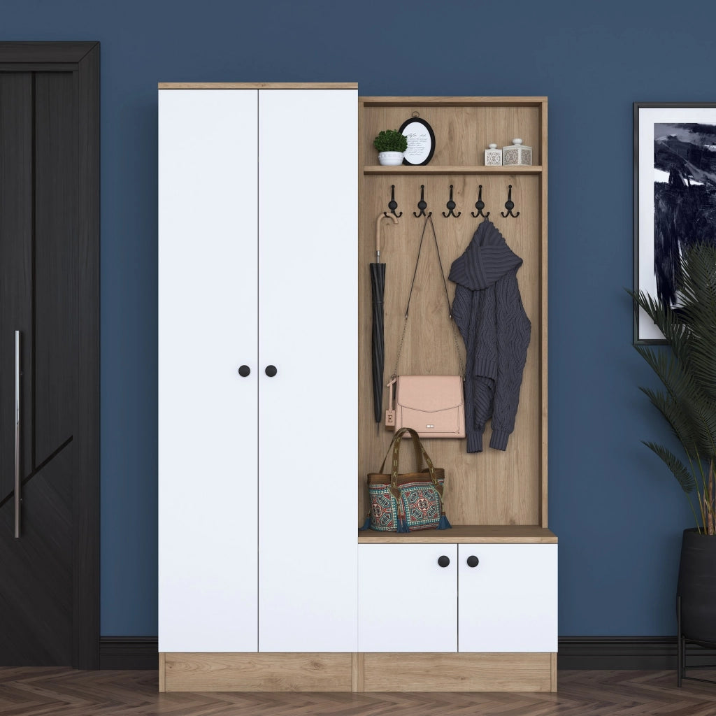 Rezzato, Mobile da Ingresso 5 Ripiani, 120x36x183h cm Bianco