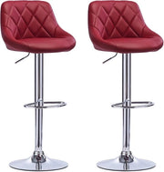 Bar Stool Ergonomico con Schienale - Alta 60-82cm - Flessibile - Set di 2 - Cucina e Bar - Colore Rosso Scuro