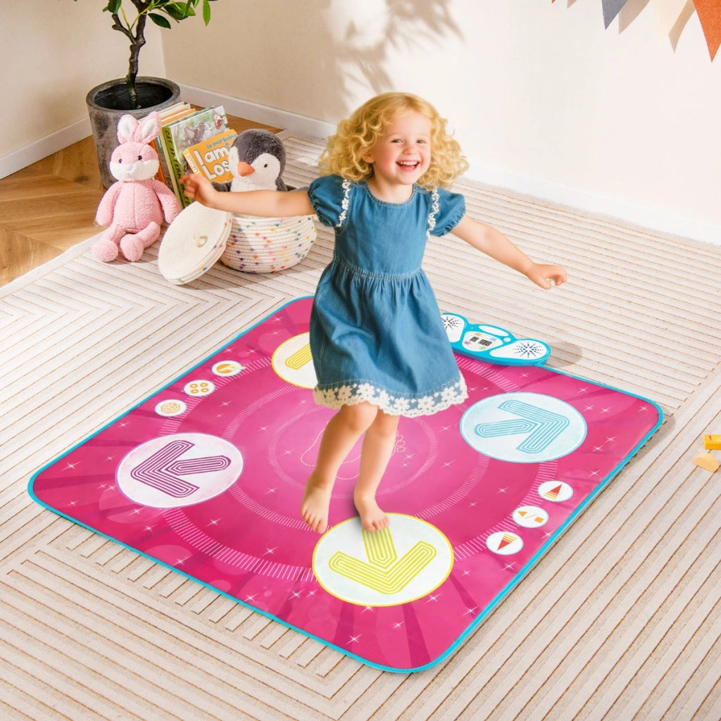 Tappetino da ballo divertente per bambini gioco di danza con segui-le-luci, Tappetino da ballo gioco di memoria Rosa-Divertimenti musicali