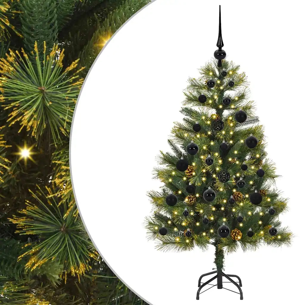 Albero di Natale | Decorazioni natalizie artificiale pieghevole con coni Verde 120 cm