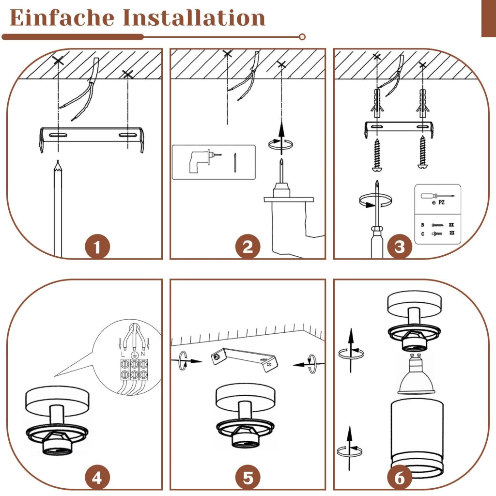 ZMH Faretto da soffitto bianco 1 lampadina moderna GU10 orientabile interno in metallo