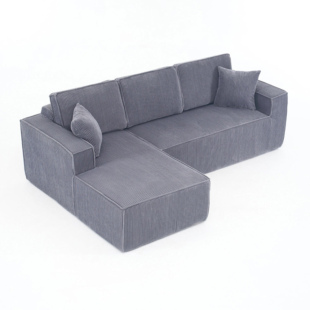 Divano angolare in velluto a coste - Xylo - 2 posti + chaise longue, schiuma ad alta densit¨¤