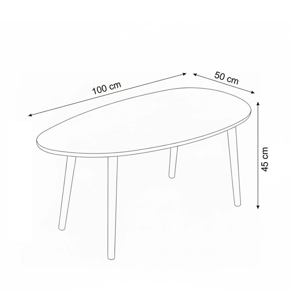 Tavolino in legno "Nora" 100 x 50 x 45 cm - Noce