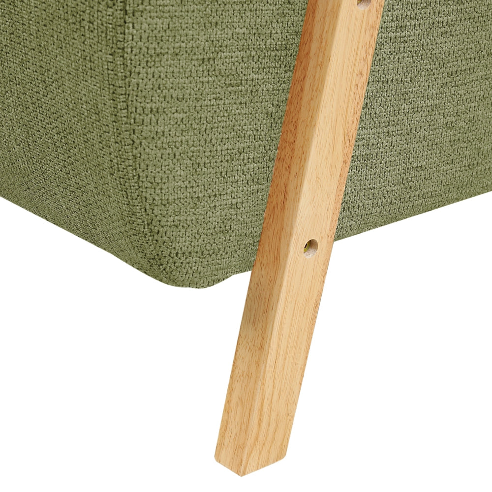 Poltrona Verde Tessuto Gambe in legno con braccioli Soggiorno moderno minimalista