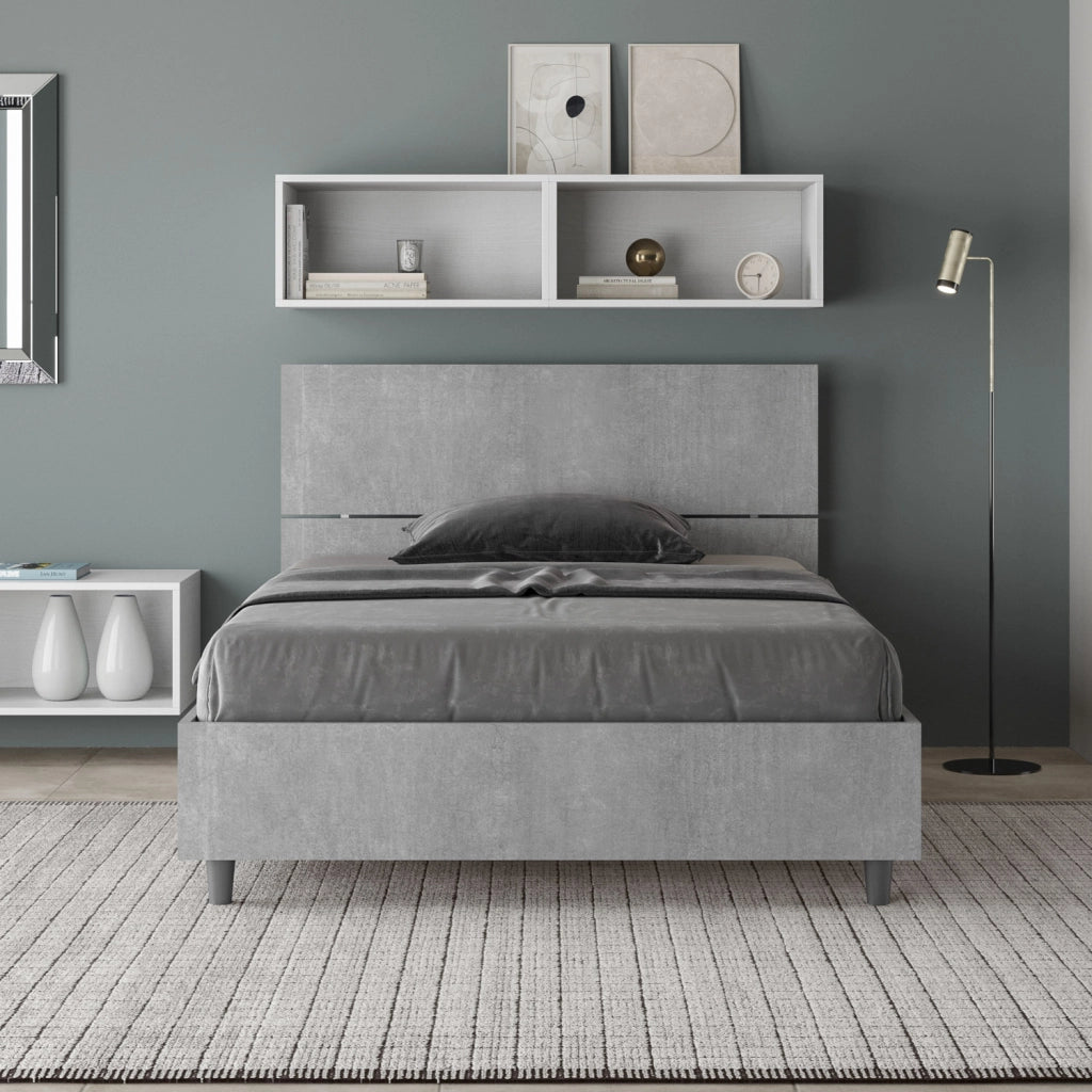 BS COM Letto una piazza e mezza senza rete 120x190 testata dritta cemento