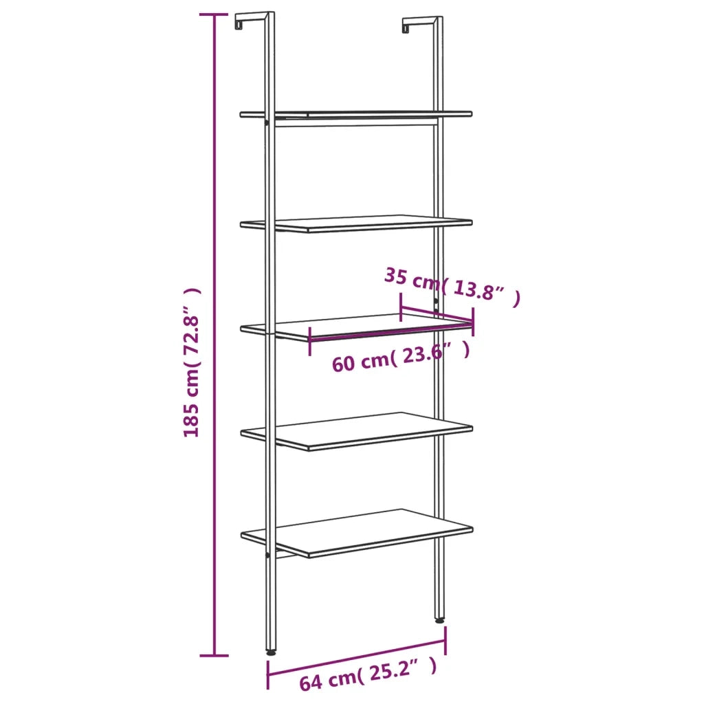 Scaffale Pendente a 5 Livelli Nero 64x35x185 cm CFW3472324