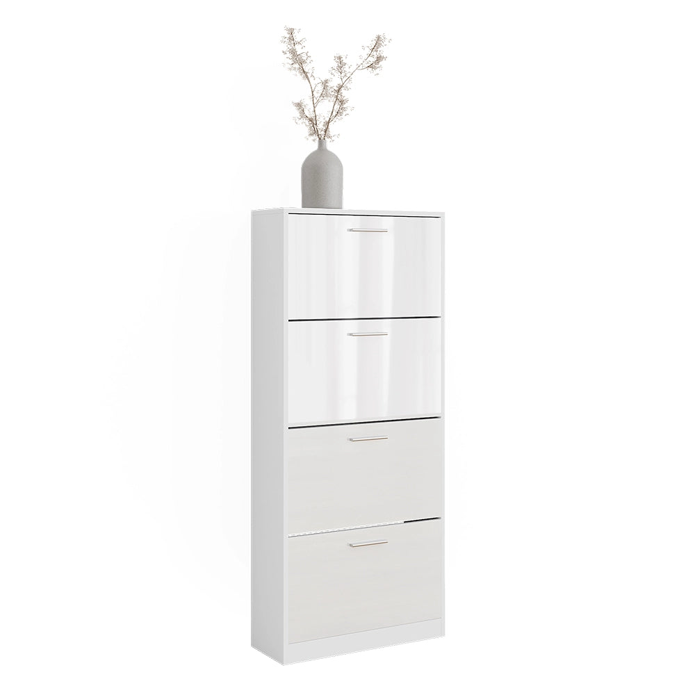 Vicco Scarpiera Bianco/bianco lucido 59 x 137 cm con 4 scomparti