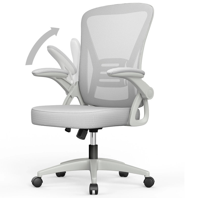 Sedia da ufficio ergonomica HAMLODY - con rotelle - Schienale regolabile con supporto lombare - Altezza regolabile - Grigio