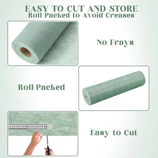 Veloce scelta - Telaio a velo 30 cm x 30 m - Verde eucalipto, resistente alle scalfitture e tagliabile