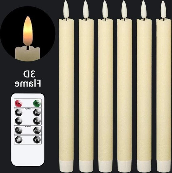 Set di 6 Candele a Cono Colorate che Flickerano - Con Controllo Remoto - LED - Luce Calda - Cera - Decorazione per Natale Matrimonio Casa
