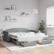 Divano Letto Estraibile Cassetti Grigio Chiaro 100x190 Tessuto