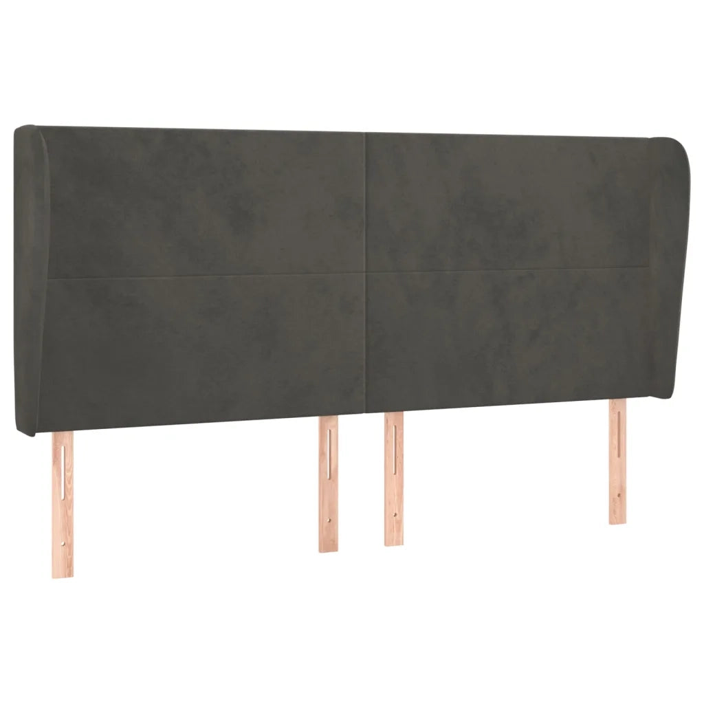 Testiera | Testata ad Orecchio GrigioScuro 163x23x118/128cm in Velluto
