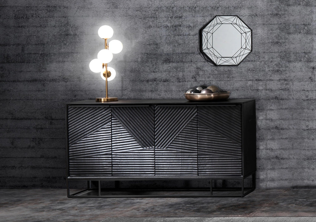 Madia 4 ante in legno massello tinto wengè cm. H.80 x L.150 x P.40