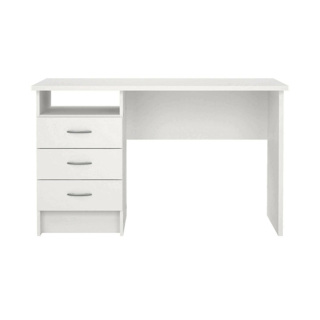 Scrivania lineare con tre Andre, colore bianco, Misure 120 x 72 x 48 cm