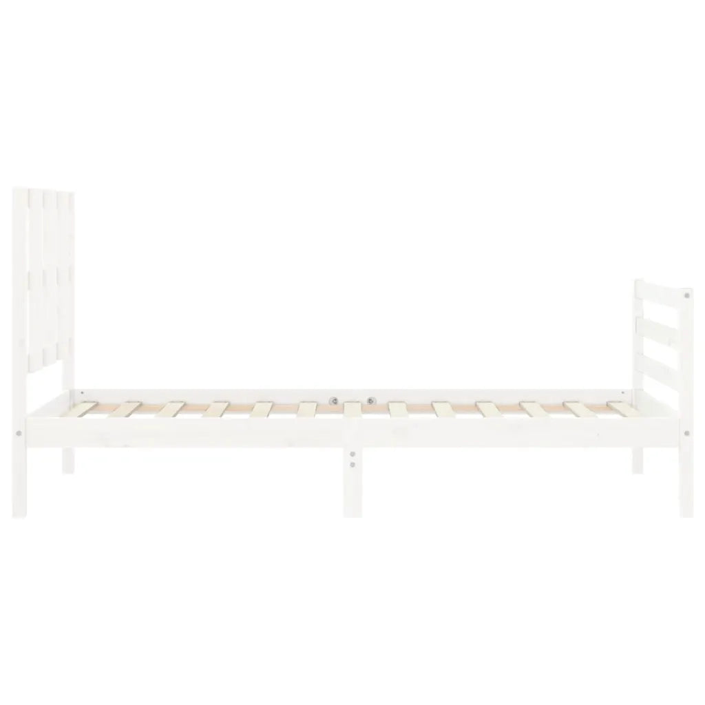 Giroletto con Testiera-Struttura Letto con testiera Bianco 90x200 cm in Legno Massello 508592