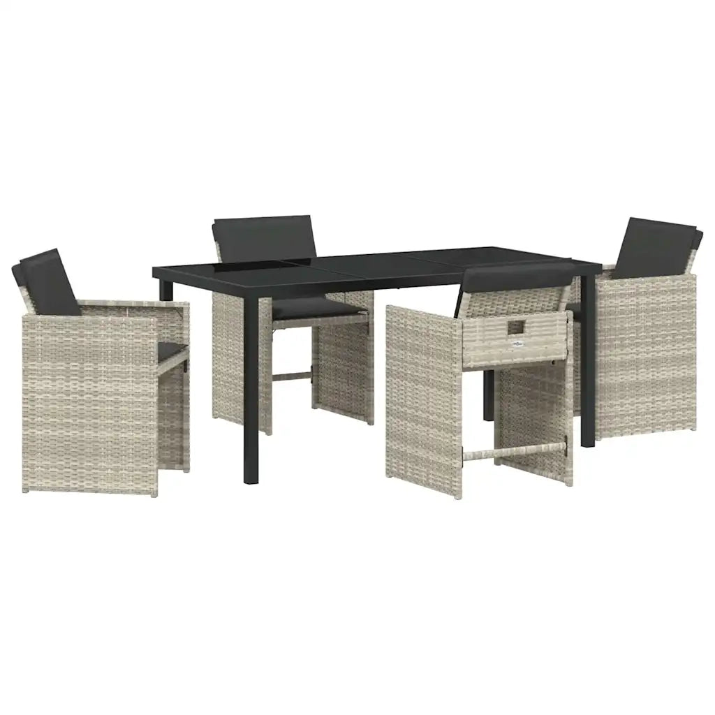 Set da Pranzo per Giardino 5 pz | Set Salotto da Giardino Grigio chiaro polyrattan