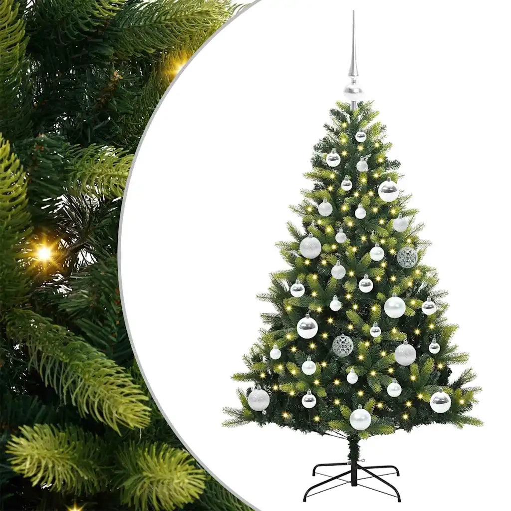 Albero di Natale Artificiale Pieghevole 150 LED Verde 120 cm