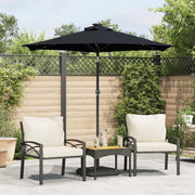 Ombrellone Giardino con LED Palo Acciaio Nero 225x225x212 cm 4005072