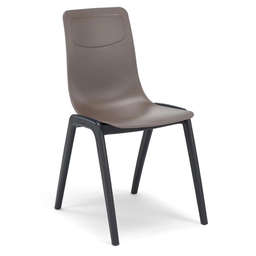 Set 2 sedie in tecnopolimero Dalia L colore Tortora, 100% MADE IN ITALY, gambe Antracite, impilabile, design moderno ideale per sala da pranzo, cucina, soggiorno, ufficio, camera per bambini