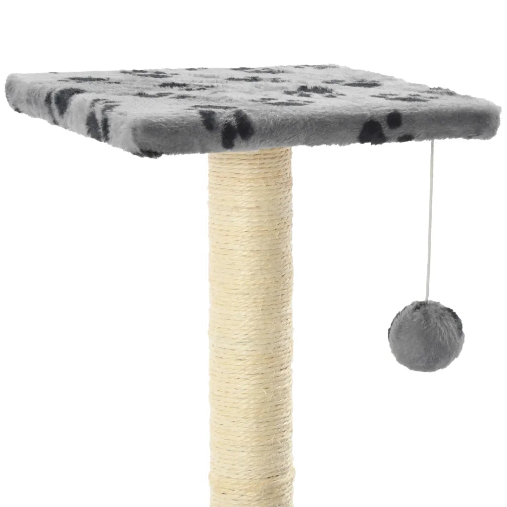 Albero per Gatti e Tiragraffi Sisal 65 cm Zampe Stampate Grigio 170547