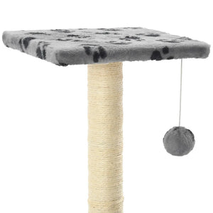 Albero per Gatti e Tiragraffi Sisal 65 cm Zampe Stampate Grigio 170547