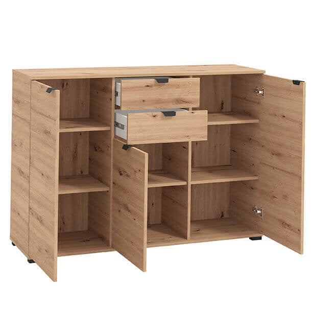 credenza moderna con 3 ante e 2 cassetti cm 135x40x95 h - PLUS