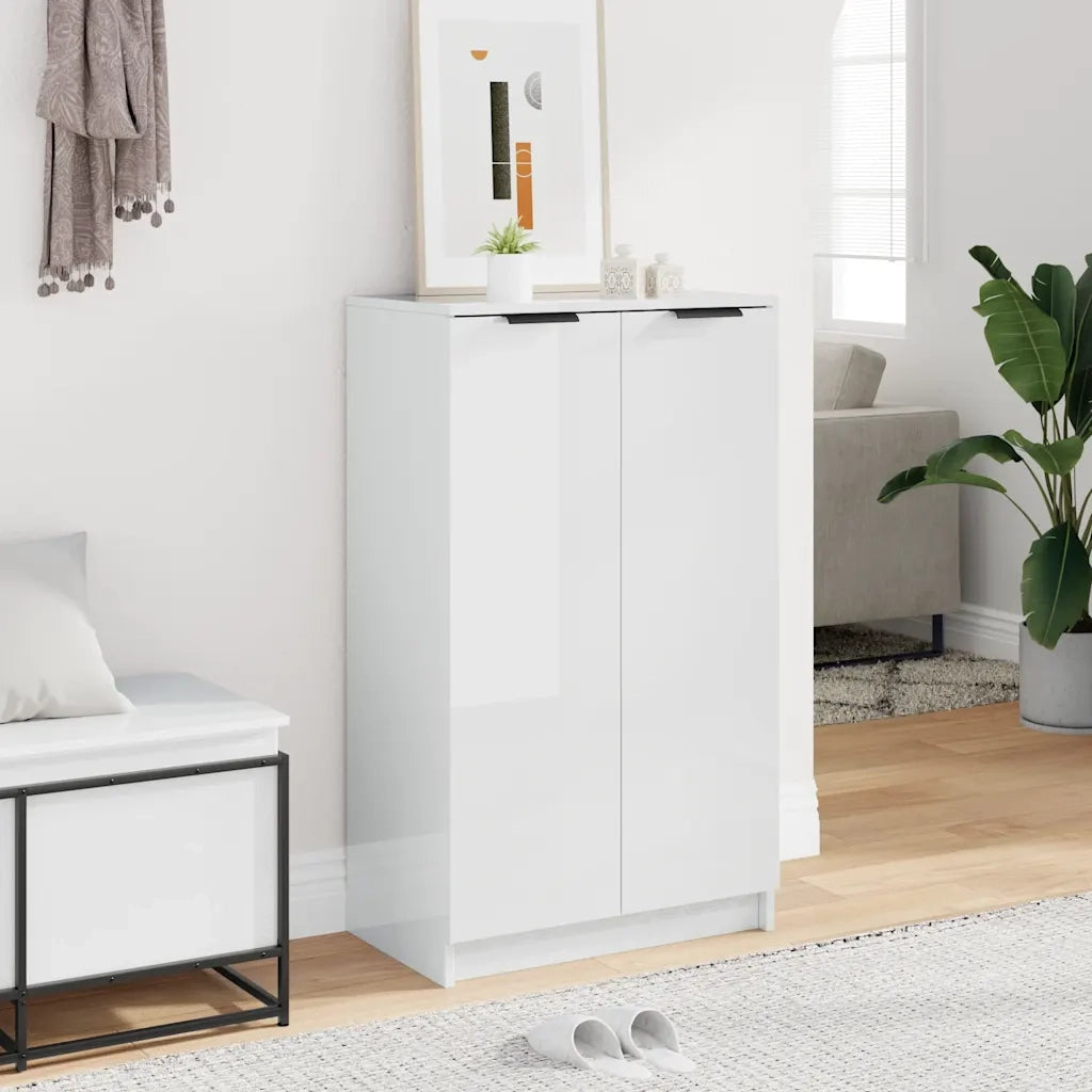 Scarpiera Bianco Lucido 59x35x100,5 cm in Legno Multistrato 811445