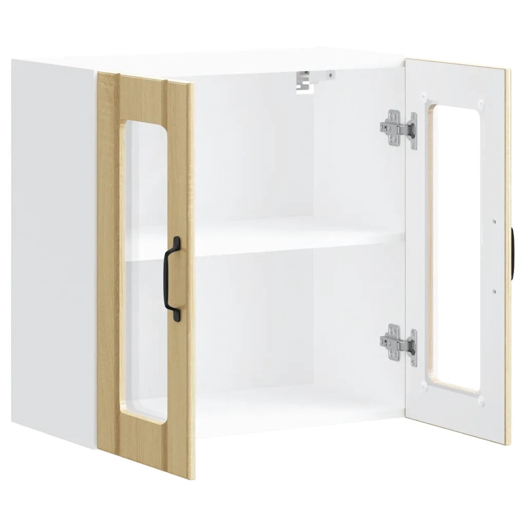 Pensile da Cucina con Porta in Vetro-Mobile Cucina da Parete Lucca Rovere Sonoma 841581