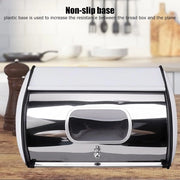 Tazza per pane in acciaio - tazza per pane rettangolare con fronte inclinato - tazza per pane con apertura anteriore - piccolo finestra - cucina - negozio - ufficio - bianco .