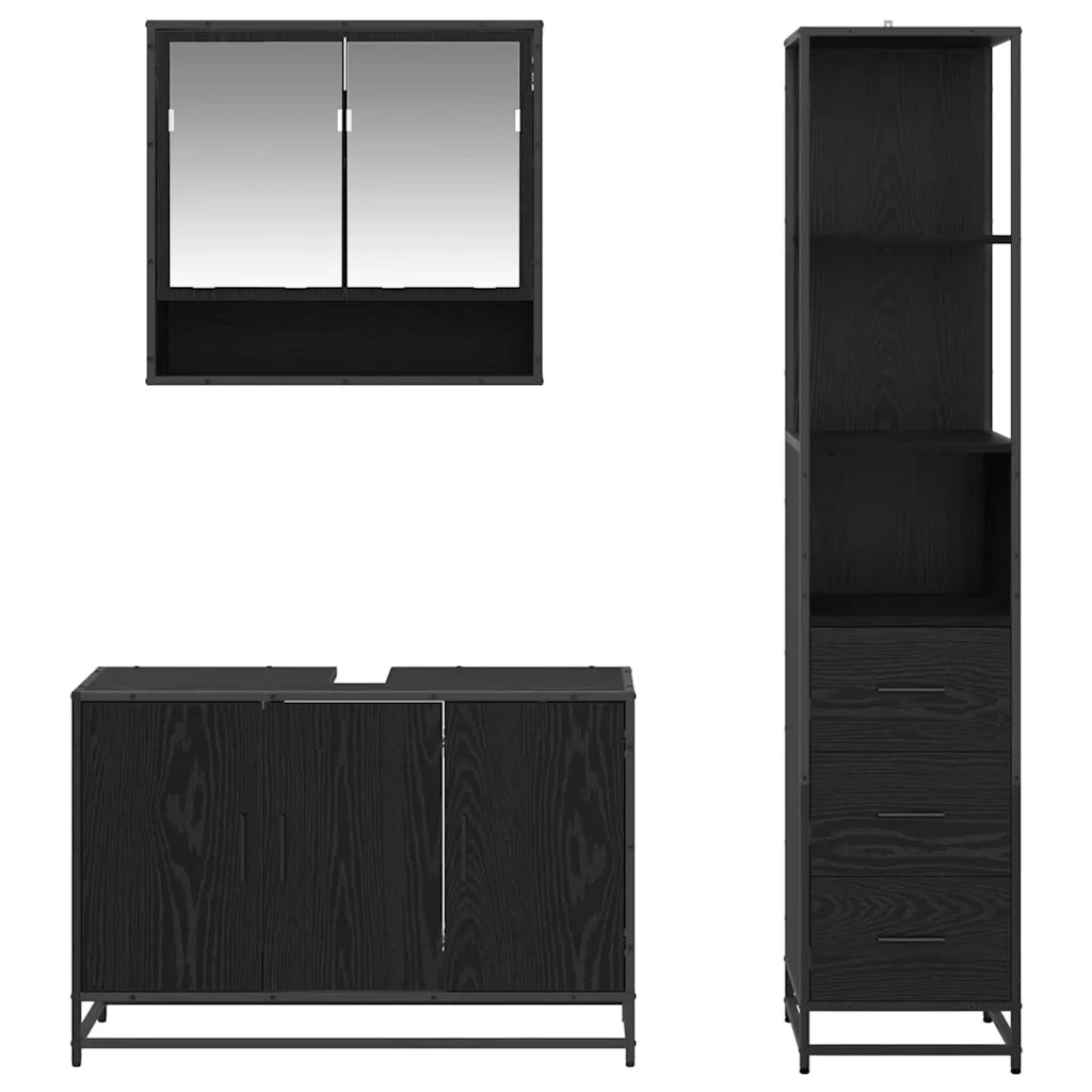 Set di mobili per il bagno con cassetto 3 pcs Legno vecchio 3402453