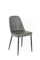 E-STYLO Sedia da pranzo in soft touch grigio chiaro e gambe in metallo nero, 52cm X 45cm H. 85cm.