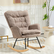 Sedia a dondolo 71x98.5x97 cm con seduta ampia e schienale ergonomico in poliestere marrone