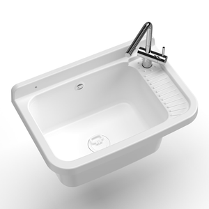 Lavatoio 50x35x24 cm Pilozzo a Parete in Resina Bianco