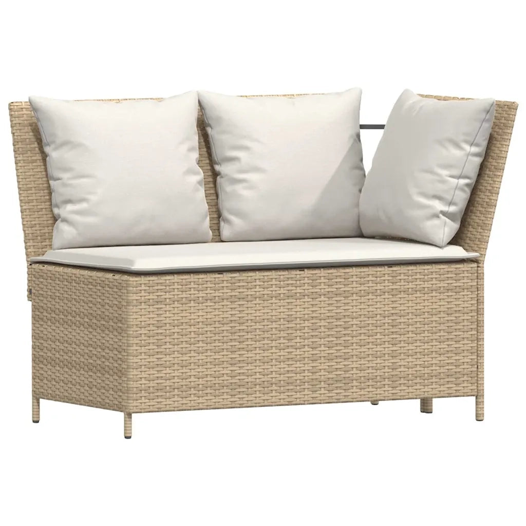 Set Divano da Giardino 5 pz | Set Salotto da Giardino con Cuscini Beige in Polyrattan