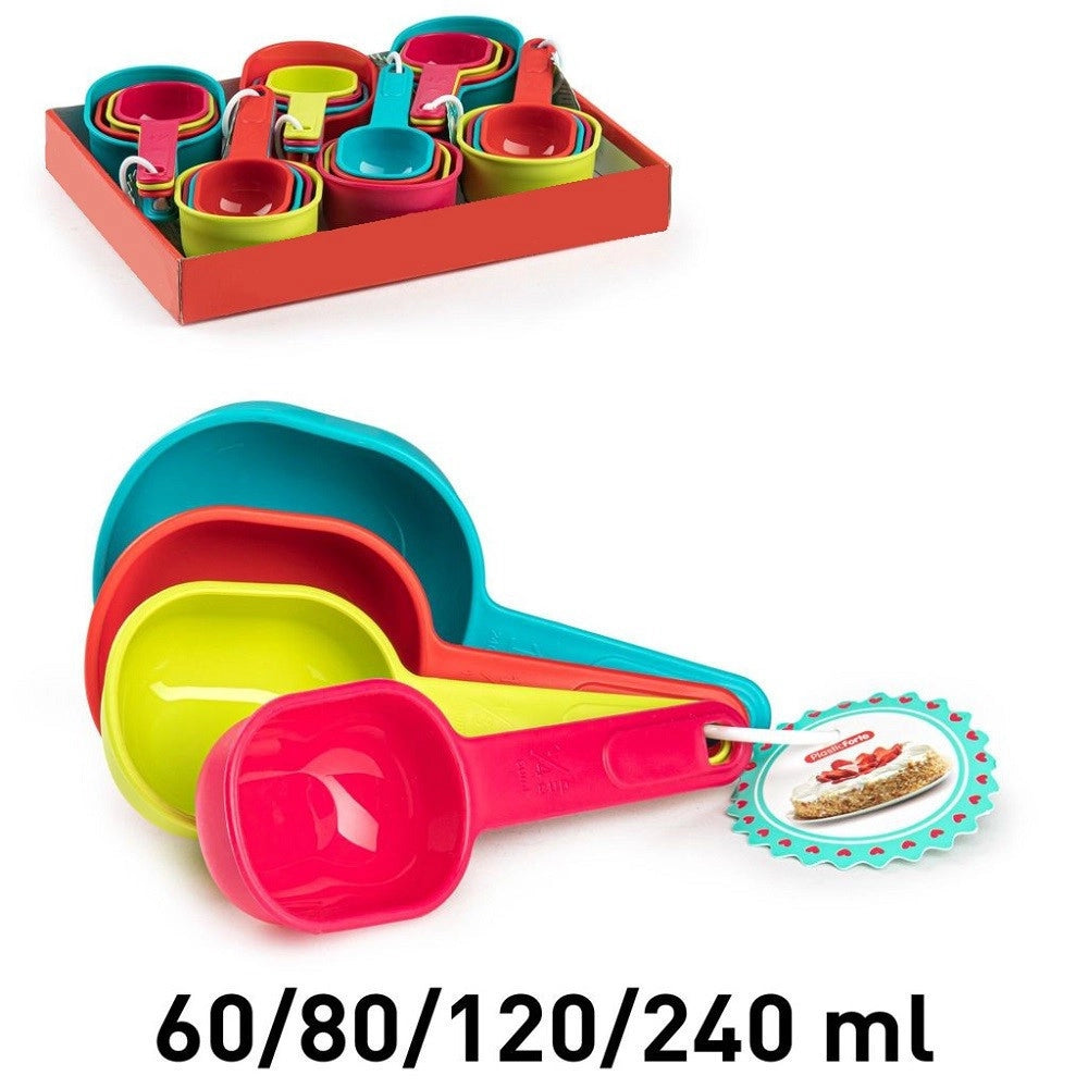 Trade Shop - Set 4 Pz Cucchiaio Per Misurare Misurini Plastica Colorata Misure Diverse 11845 -