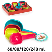 Trade Shop - Set 4 Pz Cucchiaio Per Misurare Misurini Plastica Colorata Misure Diverse 11845 -