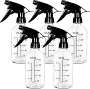 5 Bottiglie di Spray con Vandata - 250ML - Bottiglie di Spray trasparenti - Flessi di neve riutilizzabili - Trattore di spruzzo Nero - misuratore
