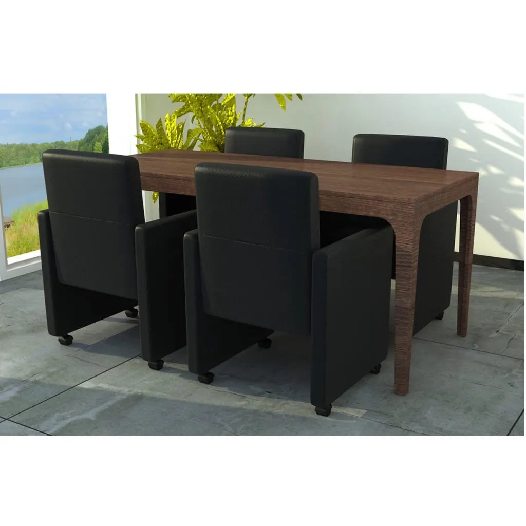 Sedie da Pranzo 4 pz Nere in Similpelle 160183