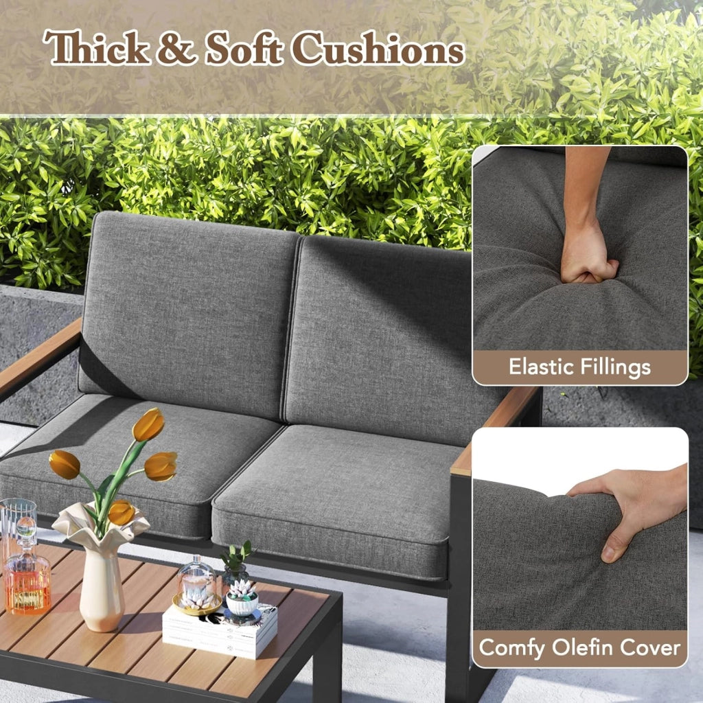 Set di mobili da giardino, 2 pezzi, per 2 persone, mobili da esterno con 1 poltrone e 1 tavolino da caffè, set di mobili da giardino, per cortile, patio, balcone, terrazza