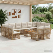 Set di divani da esterno 13 pcs Naturale e Bianco Crema 3437788
