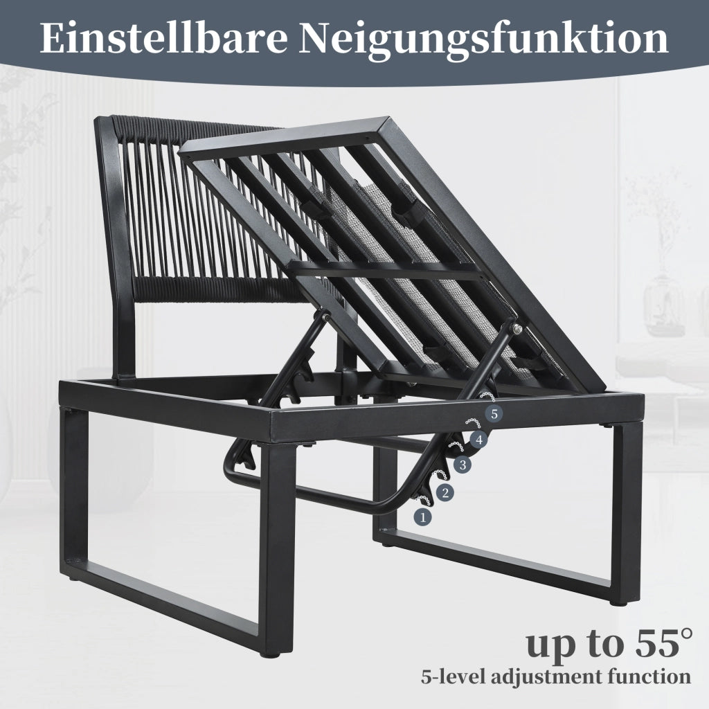Set pranzo giardino: Divanooo angolare; schienale regolabile 5 posizioni; acciaio zincato; legno-plastica + tavolo