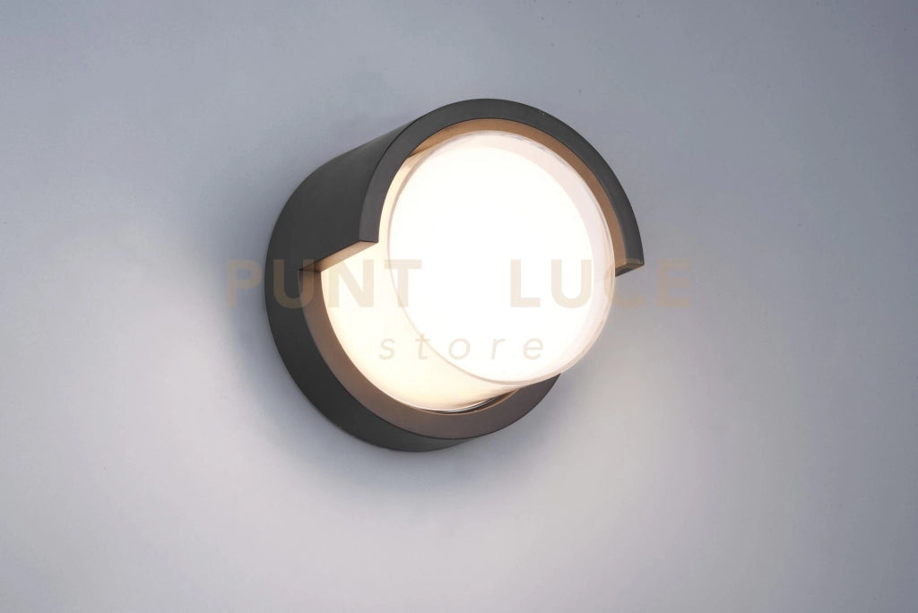 PUNO APPLIQUE LED 8W 800lm, 3000K DA ESTERNO QUADTRATA METALLO NERO DIFFUSORE BIANCO IP44 D. 15CM