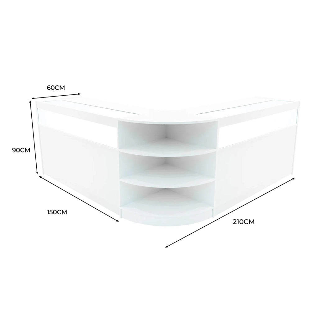 Set Bancone Bianco Theseus LED B1500 LM60 con Serratura e Vetrina Espositiva
