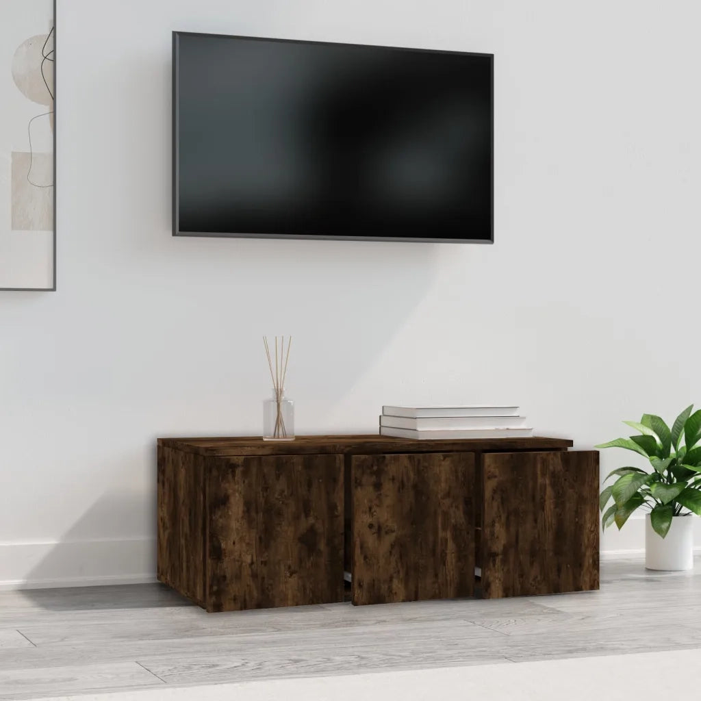 Mobile Porta TV Rovere Fumo 80x34x30 cm in Legno Multistrato 815498