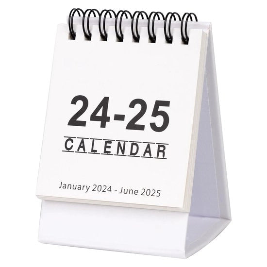 Calendario da scrivania mini - Flip - Desktop - Bianco - Piccolo Calendario da scrivania - Ideale per ufficio e scuola - Formato compattibile