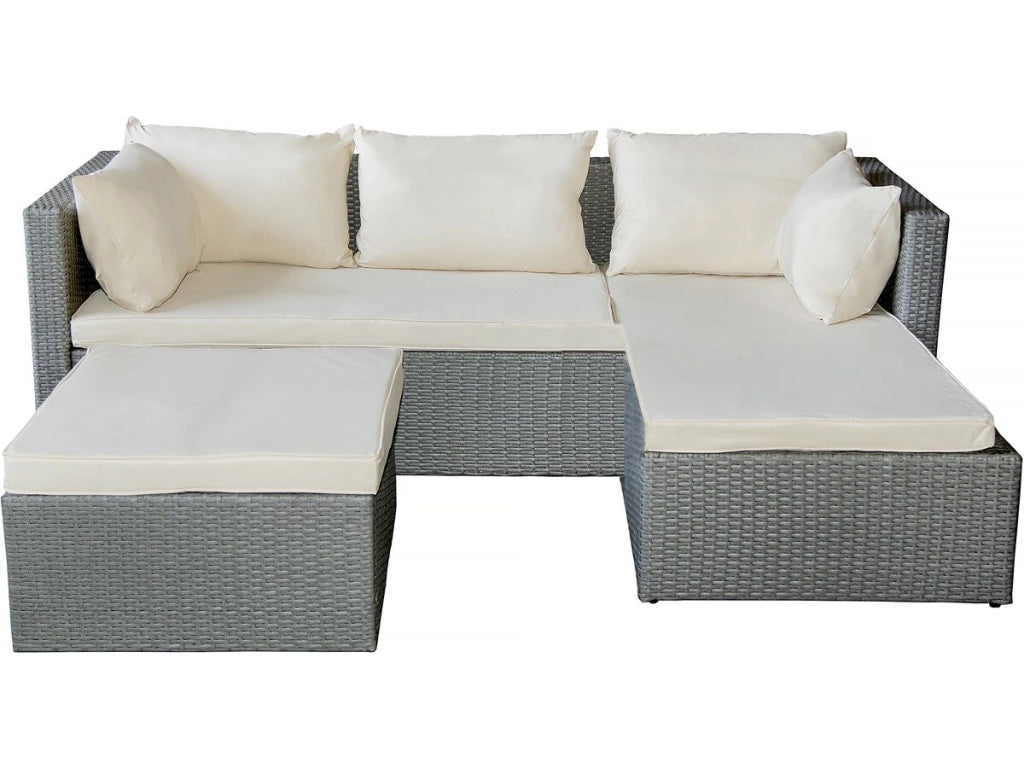 Mobile da giardino basso in resina intrecciata "Diya" 3 posti - Grigio chiaro